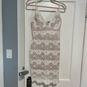 White crochet detail midi dress from Lulu’s